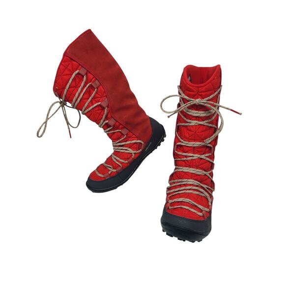 Columbia Big Kids size 4 Loveland Omni Heat Snow Boots Red Shoes Winter Lace Up - Picture 1 of 13
